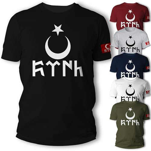 VIVA WERBUNG Göktürk Türk T-Shirt Bozkurt Ayyildiz Tshirt für Herren Damen Kinder T-Shirt Geschenk in Schwarz, Größe XL, Regular Fit, Rundhals-Ausschnitt, Textildruck, Casual, Unisex