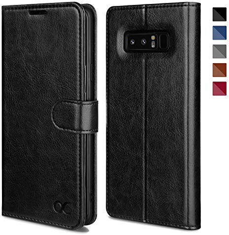 OCASE Galaxy Note 8 Hülle Handyhülle [Premium Leder] [Standfunktion] [Kartenfach] [Magnetverschluss] Schlanke Leder Brieftasche Hülle für Samsung Galaxy Note 8 Geräte (Schwarz)