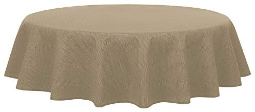 Brandsseller Gartentischdecke Ø 140 cm Tischdecke mit Paspel Outdoor Tischtuch rund Weichschaum für Garten, Terrasse, Balkon wetterfest rutschfest - Cappuccino