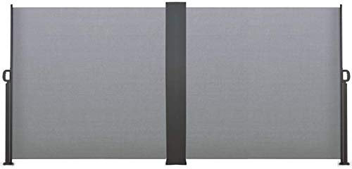 IDMarket - Paravent extérieur rétractable Double 160 x 800 CM Gris Clair Store latéral