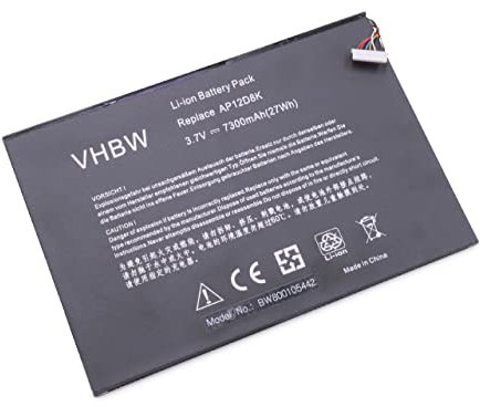 vhbw Batería Recargable Compatible con Acer Iconia Tab W510-1431, W510-1458, W510-1620, W510-1654 Tablet, Pad (7300 mAh, 3,7 V, polímero de Litio)