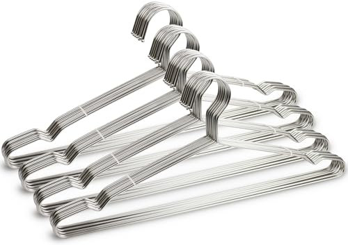 METLUCK Kleiderbügel aus Metall, 45 cm, robust, Draht-Kleiderbügel mit rutschfester Kerbe, starker Edelstahl-Kleiderbügel, platzsparend, für Schrank, silberfarben, 40 Stück