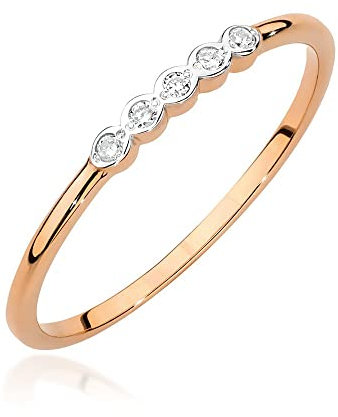 Damen Ring 585 14k Gold Rotgold natürlicher echt Diamanten Brillanten