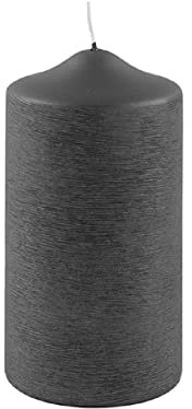 Fink Candle/Stumpenkerze,gebürstet,grau/H.15,D.8cm