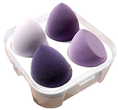ZHENTIAN Maquillage Eponges,4 pièces Blender éponge de maquillage,Éponge de mélange de fond de teint sans faille pour crème et poudre liquides,sans latex, hypoallergénique et sans odeur.