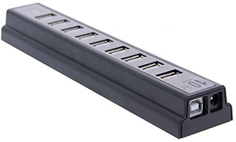 REY HUB 10 Puertos USB Adaptador Multiconector Negro