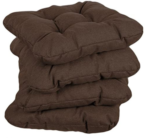 Gutekissen® Stuhlkissen gesteppt Polsterauflage Auflage für Stühle/Bänke für Haus und Garten Sitzauflage Gartenkissen Sitzkissen viele Farben PI1 (45x45, Braun, 4)