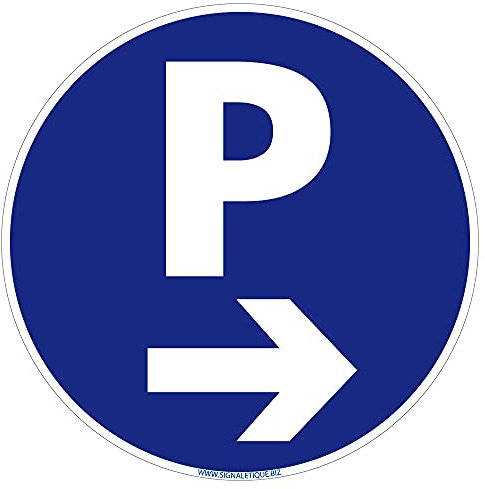 Panneau de Signalisation PVC 1 mm. Panneau Interdiction. Panneau Parking, Panneau d'information PVC. Taille au choi - Diamètre 200 mm - Parking flèche à droite -