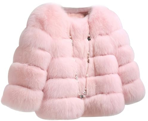 ZhuiKun Women's Faux Fur Coat Short Artificial Fur Overcoat Solid Thick Outerwear Shaggy Parka Cardigan Jacket - Style 17, M