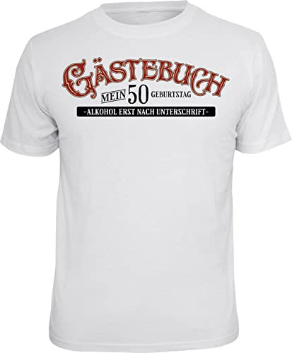 T-Shirt Gästebuch als Geschenk oder Deko zum 50.Geburtstag 4XL