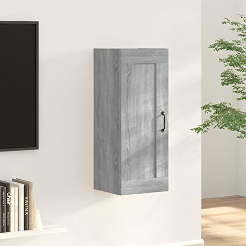ZEYUAN Hängeschrank, Wandschrank Wohnzimmer, Aufsatzschrank, Grau Sonoma 35x34x90 cm Holzwerkstoff