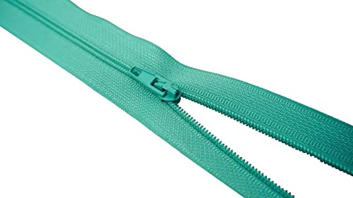 King of Trade Reißverschluss Nylon Schiene 4 mm Nicht teilbar fein Zipper 35 cm 17# Türkis