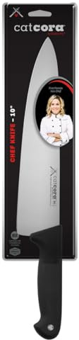 CAT CORA Chef Knife, Professional 10-Inch German Steel Blade For Produce, Meat, Herb Cutting, Ergonomic Soft-Grip Handle, NSF-Certified Kitchen Knife