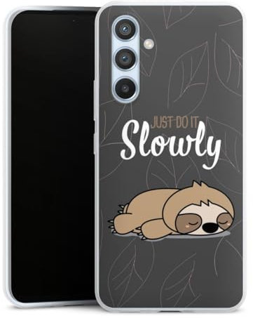 DeinDesign Slim Case extra dünn kompatibel mit Samsung Galaxy A54 5G Silikon Handyhülle transparent Hülle Lazy Sunday Sprüche Faultier