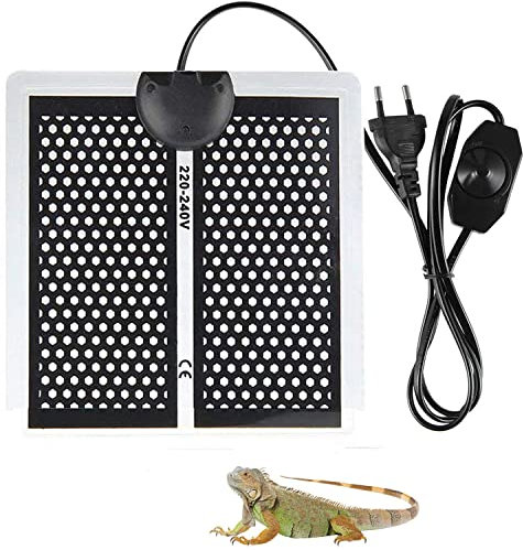 NEKOSUKI Tapis Chauffant Reptile, Tapis Chauffant Terrarium Réglable avec Contrôle De La Température pour Reptiles Tortue, Serpents, Lézards, Geckos, Araignées, Chauffant Aquarium (5W-14x15cm)