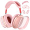Silicone Case Cover for AirPods Max, Clear Soft TPU Ear Cups/Pad/Headband Cover, Transparent Accessories for Apple AirPods Max (USB-C), Pink