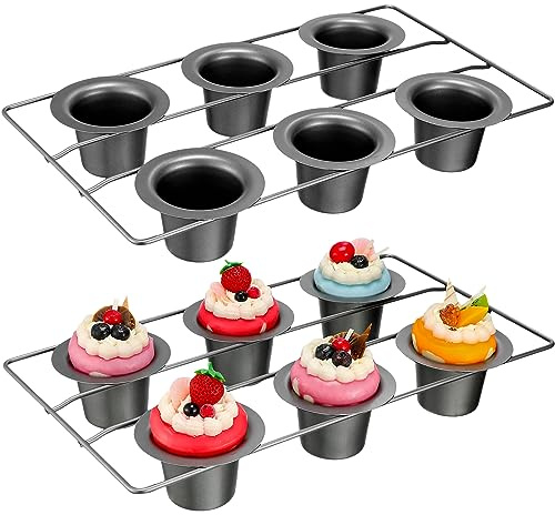 Shellwei Antihaft-Popover-Pfanne für Muffins, Cupcakes, Pudding, Backformen für Ofen, Frittatas, Muffins, Quiches, Pudding-Kuchen, 2 Stück, Grau, 2 Stück