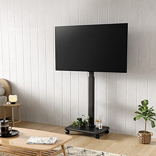 GGZONE Mobile TV Cart With Wheels For 37-75 Inch TVs, Rolling Floor TV Stand With Wooden Base, 360°Rotation, Max Vesa 600X400Mm, Black beautiful scenery