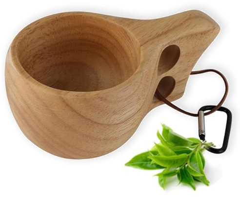 ZPSHYD Caffè Latte Tazza Di Legno Di Gomma,Tazza Finlandese In Legno Realizzata A Mano Con Doppio Foro Tazza In Legno per Caffè,Tè,Latte