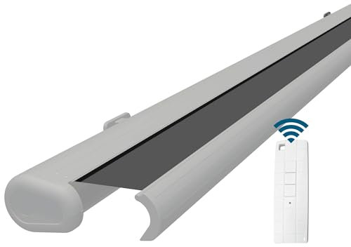 Eclipse Vollkassettenmarkise Premium elektrisch 2x1,5m Markise Balkon Terrassenüberdachung Kassettenmarkise Gelenkarm Polyacryltuch UV-Schutz 50+ Smarthome-fähiger Dooya Motor, Markisentuch: Grau