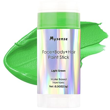 Mysense Light Green Face Body Hair Paint Stick,Water Based Washable Temporary Hair Paint,Non-toxic Cream Body Paint for Adults Halloween SFX Cosplay Gamora Witch Makeup,0.5oz(15g)