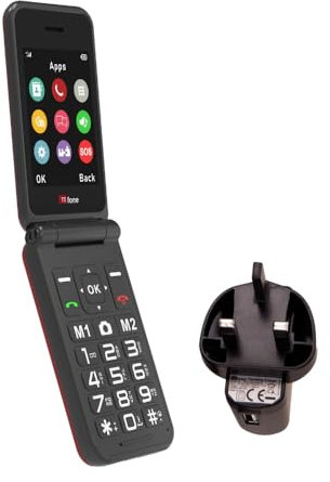 TTfone TT760 Flip 4G Big Button Mobile Phone for the Elderly with Emergency Assistance button Unlocked Basic Mobile Phone (Red, with Mains Charger)