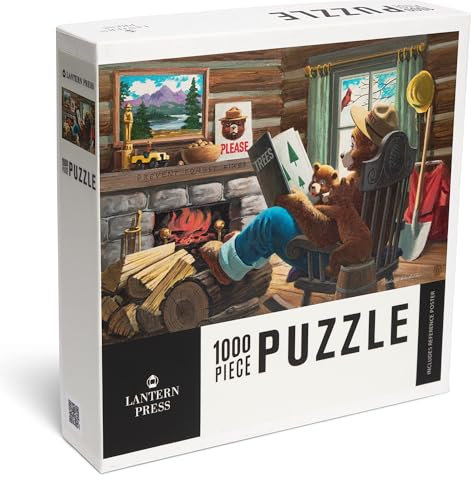 Lantern Press 1000 Piece Jigsaw Puzzle, Smokey Bear, Reading Book to Cubs, Officially Licensed Vintage Poster