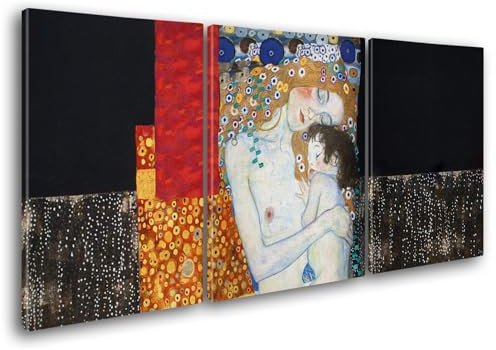 Giallobus - Cuadros de Gran Formato XXL - Gustav Klimt - Artistas Famosos - Maternidad - Lienzo - 218x100cm | 3pcs. x 70x100cm - Cuadros Modernos