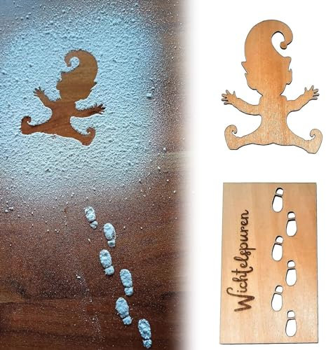 SXFENG Wichtelschablone Fußabdrücke Wichteltür Zubehör Weihnachtswichtel Elf Weihnachtswichtel Schneespray Schablonen Gnome Fußabdrücke Vorlage für Tür Fenster Ddekoration Geschenk