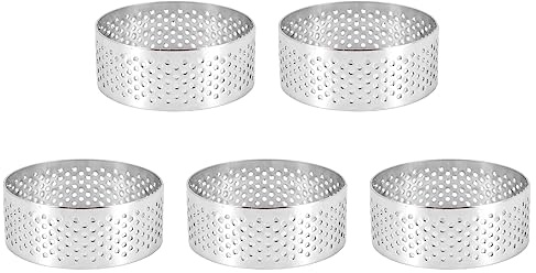 Happysnow Anillo perforado para tartas de acero inoxidable, 5 piezas de 5 cm Anillo perforado para pasteles de mousse, anillos redondos para tartas DIY para hornear anillos de postre