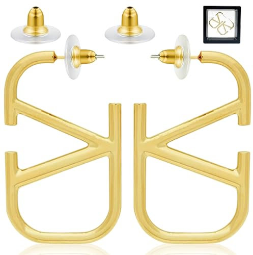 GAROMIA Ohrringe Gold V Damen Ohrring Goldene V Designer Ohrringe Geometriescher Ohrringe Damen Personalisierte Retro Tide Einfache Ohrringe Tropfen Ohrringe für Damen Mädchen Frauen Geschenk