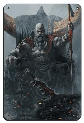 Game Poster God of War Poster Blechschild Vintage Metall Pub Club Cafe Bar Home Wandkunst Dekoration Poster Retro 20 x 30 cm