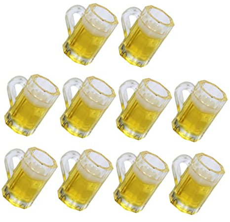 MAGICLULU 10st Bierkrug-Modell Martini-Tasse Bierbecher-Ornamente Getränkekühlschrank Realistisches Bierglas Schlüsselanhänger Heimzubehör Getränkekühlschränke Bierkrugfiguren Mini Harz