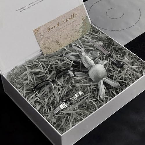 Geschreddertes Papier Füllmaterial, Hillylolly Geschreddertes Seidenpapier, Füllmaterial Geschenk 200g, Geschenk Füllung Papier, Ostergras, Deko Füllung für Geschenkbox Geschenkkorb (Grau)