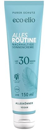eco elio LSF 30 nachhaltige Sonnencreme 150ml Alles Routine I Sonnencreme ohne Octocrylene und Mikroplastik I Sunscreen Face Sonnencreme Gesicht 30 I Sonnenschutz parfümfrei I Sonnencreme Körper 30