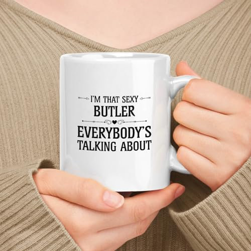 Kaffeebecher Butler White Ich Bin Der Butler, Über Den Alle Reden Bürotasse Premium Keramik-Tasse Lustig Weihnachtstasse Für Freunde Familie Arbeit 330Ml