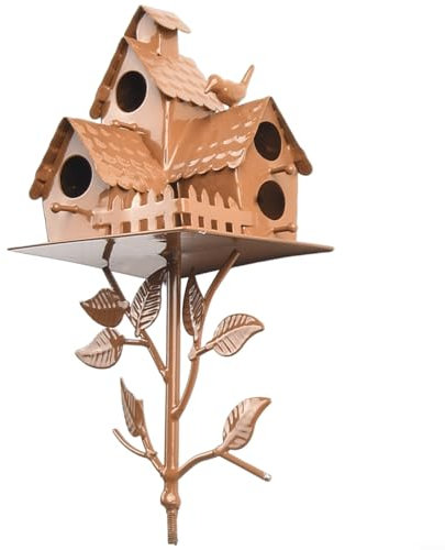 Vibrant Metal Birdhouse Stake for Garden and Patio Decoration Attract Birds (C)