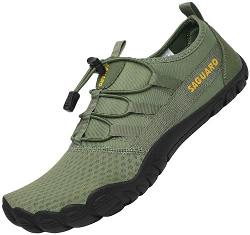 SAGUARO Badeschuhe Herren Schnell Trocknend Sommer Aquaschuhe Damen Atmungsaktiv Schuhe Wassersport Strand Schwimmen Barfuß Surfen Wasserschuhe, Wasser Grün 40