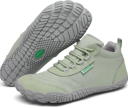 SAGUARO Barfußschuhe Herren Barfuss Schuhe Damen Barfusschuhe Leicht Zehenschuhe Bequem Fitnessschuhe rutschfest Traillaufschuhe Barefoot Shoes mit Zero-Drop Sohle Grün,EU Gr.37