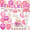Maqhpu Einschulung Mädchen, Einschulung Deko, Rosa Schulkind 2025 Mädchen, Schulanfang Mädchen Deko, Einhorn Zuckertüte Girlande, Einhorn Schultüte Folienballon