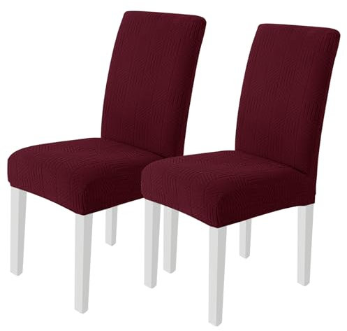Ystyle Stretch Stuhlhussen 2er Set, Stuhlbezug Elastischer, Hussen Für Stühle Abnehmbarer Waschbarer, Universal Stuhlbezüge, Für Hotel Bankett Küche Restaurant Hochzeit Party, Weinrot