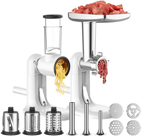 Tritacarne manuale e grattugia per formaggio, macchina manuale con accessorio per tritacarne e affettatrice