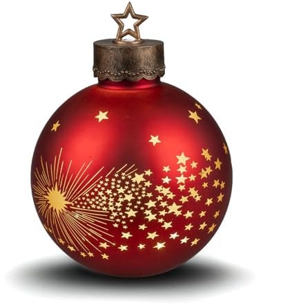 formano Deko-Kugel Bordeaux-rot 35 cm mit LED Licht Timer Beleuchtete Glaskugel - Weihnachtsdekoration Tisch Regal Deko-Kugel 6h/18h Timer Weihnachtskugel zum Stellen
