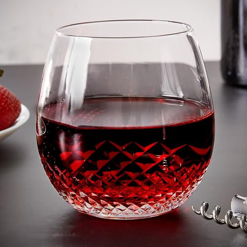 Avignon - Copa de vino sin tallo de cristal personalizada, elegante cristalería para los amantes del vino, diseño premium sin tallo para vinos tintos y blancos, perfecta para regalar y entretener