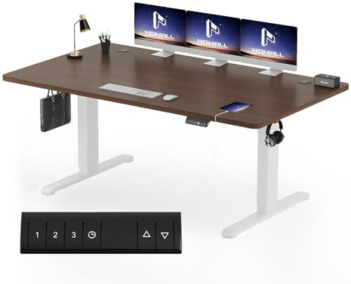 Homall Höhenverstellbarer Schreibtisch 180x80 cm, Elektrischer Schreibtisch mit Vierteilige Tischplatte, Computertisch mit Memory Funktion,Standing Desk