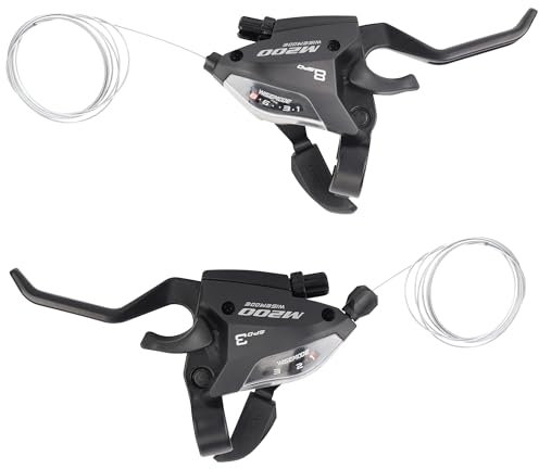 ZUKKA Fahrrad Schalthebel 24 Gang Fahrrad Fahrrad Bremshebel 3x8 Gang mit Ganganzeige und V Bremskabel Links Rechts Bremshebel Schalthebel Set für Mountainbike, Rennrad