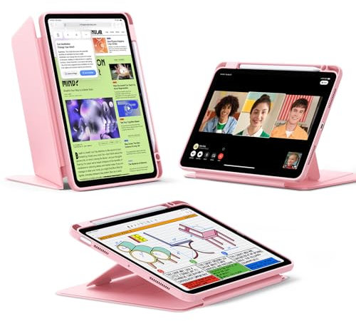 ESR Funda para iPad Air 11 2024, iPad Air 6a/5a/4a Gen (2024/2022/2020), Compatible Pencil Pro/Pencil USB-C, Rosa