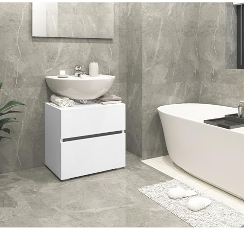 Dorel Home Furnishings Wisla Sink Cabinet 60cm with 1 Flap/1 Drawer White, 35x60x55cm (DxWxH)