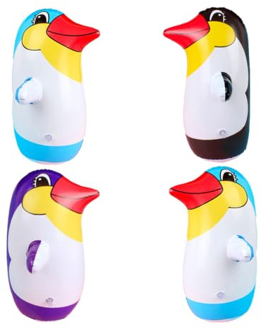 Happyyami Pinguin Form PVC Tumbler Spielzeug mit Glatter Oberfläche | Ball Popper Spielzeug, Dekorative Figur mit Sicherem Stand, 4 Stück für Hochzeit und Jubiläum Zufällige Farbe