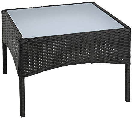 ESTEXO Polyrattan Beistelltisch Loungetisch Rattan Tisch Gartentisch Balkontisch (Schwarz)